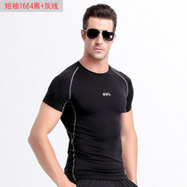 Silk Gertu high elastic gym sportswear tight training mens running breathable quick-drying short-sleeved fitness running suit