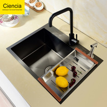 304 stainless steel black kitchen sink set padded handmade slot single slot kitchen basin basin basin Basin