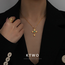 European and American style fashion temperament hip-hop style Net red tide simple cross necklace female ins light luxury collarbone sweater chain