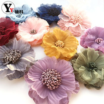 7cm large simulation flower Korean version of gauze fabric flower accessories shoe bag sandals clothing materials accessories