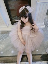 Milk dads Home Rosa new girl Butterfly knot Strap Yarn Princess Dresses Birthday Dress