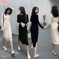 The dress inside the matching coat of the dress for the waist ins2021chic The long section of the bottom knit woman to taste the dress