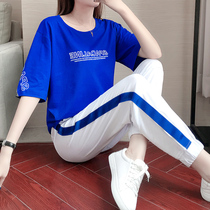 Tide brand CVY sports suit female 2021 summer new leisure short sleeve foreign style Joker loose round neck two-piece set