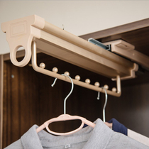 Wardrobe top-mounted hanger household push-pull hanging rod telescopic pants rack buffer damping hanging device multi-function clothing pass