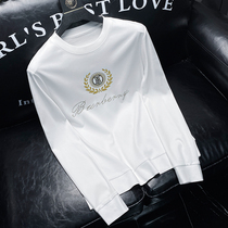 Jane Ou autumn winter plus suede thickened warm cotton white long sleeve t-shirt mans body print bronzed and drilled undershirt man