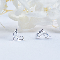 S925 Pure Silver Minimalist Wind Student Personality Dolphin Earrings Delicate And Small Cute Hollowed-out Dolphin Earrings Female Earrings