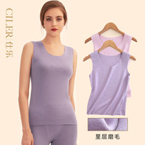 Ms. Shile is free-cut and thin suspender round collar with solid-color shirted jacket in autumn and winter warm vest