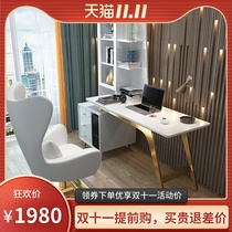 Light luxury desks post-modern gold-plated paint office desks and chairs Nordic household small apartment writing desk computer desk