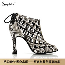 Suphini boutique handmade custom white serpent high heel womens dance boots national standard with precisely Latin dance shoes