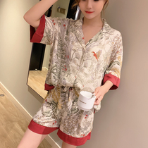VC designer ~ highly recommended 2021 new pajamas womens summer ice silk printed short-sleeved suit