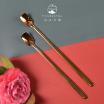 Words Benmark cup accessories spoon 304 stainless steel square head spoon golden coffee stirring spoon creative long handle ice spoon