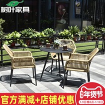 Outdoor Casual Rattan Chairs Combined Coffee Table And Chairs Balcony Three Sets Metal Table And Chairs Kit Outdoor Small Tea Table Table