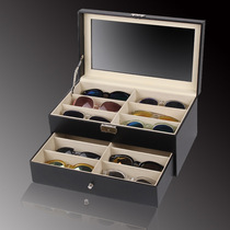 High-grade leather glasses storage box 12 grid sun glasses display box window care storage box female ink box