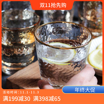 Sakura flower hammer eye pattern gold border glass glass domestic wine cup water cup cold drink milk juice cup tea cup