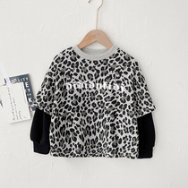 Winter boys plus velvet sweater base shirt childrens clothing 2021 New Tide childrens fake two padded tops pullover