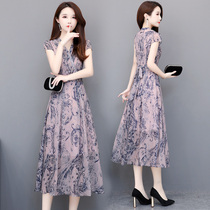 Female dress 2020 new summer Korean fashion temperament slim slim long printed skirt