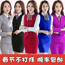  Professional suit womens 2019 autumn and winter new fashion long-sleeved hotel tooling large size interview formal bank overalls
