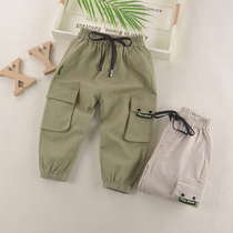 Childrens cotton pants 2021 new baby spring overalls baby boys spring and autumn Joker casual trousers