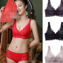 Thin festive brides gather sexy adjustment underwear of the year of life Big red closed pair of breasts Wedding bra bra