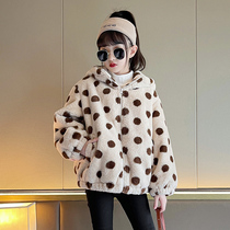 Girl's autumn and winter thickened coat 2022 new foreign gas children's caterpillar in the lamb down