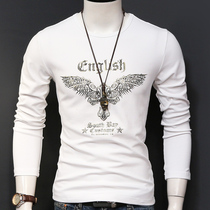 White long sleeve T-shirt mens autumn winter style Korean version Trend Neyhitch bottom-shirt pure cotton thickened round collar necropolis