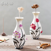  Taiwan antique painted lotus vase old vase flower vase net bottle flower vase Ceramic bottle