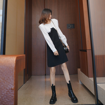 2021 new womens autumn dress temperament chic French niche senior design sense doll collar embroidered dress