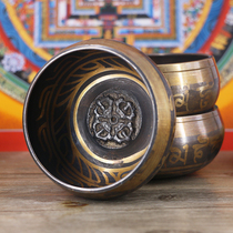 Tibetan singing bowl Buddhist supplies Dharma utensils Home Yoga ornaments Buddha sound bowl bowl Nepal handmade Buddha sound bowl Bronze