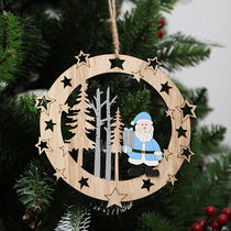 Christmas tree decoration pendant pendant Wooden round star Christmas ornament Shop decoration Christmas ornament