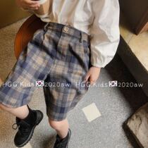  Baby Korean childrens clothing 2020 autumn new mens and womens childrens fashionable plaid pants childrens wild Western boots and pants