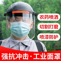 Protective mask face isolation mask full face cutting face screen polishing anti-splash transparent pesticide artifact face