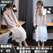 2021 New early spring jumpsuit dress two-piece Sweet Autumn temperament female autumn age fat mm light mature wind