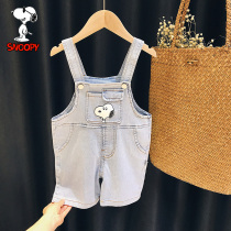 Shnuby Snoopy baby denim back with pants slim fit summer children casual 50% pants summer dress Korean version wave