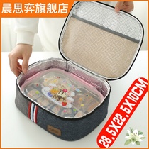 British style large rectangular lunch box bag portable Oxford cloth insulation flat Bento bag students with rice bag