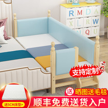 Custom-made childrens splicing bed with guardrail widened solid wood single bed side bed Boy crib soft bag princess bed