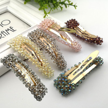 Crystal hairpin Rhinestone high-grade Korean big edge clip female beaded temperament plate hair word clip bangs BB clip ins