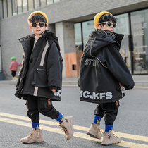 Medium and large childrens clothing boys autumn and winter clothes plus velvet coat childrens 2021 autumn and winter thick Pike clothing cotton tide