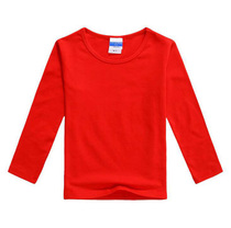 Customize male and female children long sleeve t-shirt children pure cotton autumn clothing pure color blouses CUHK Tong white childrens clothing Bottoms Shirts