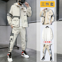 Mens sports suit with a set of Ruffian handsome spring and autumn Korean fashion fashion brand jacket coat mens autumn clothing