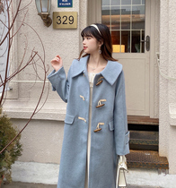 MOBAI retro horns buttoned with sweatshirt women 2022 Winter new Academy wind long style loose jacket