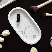 Nordic natural terrazzo tray bathroom supplies storage rack entry portal key storage tray