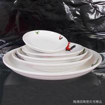 Nostalgic retro rooster plate Restaurant hotel household ceramic deep plate Soup plate Chopped pepper fish head stir-fry round commercial