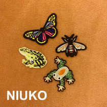 NIUKO color personality embroidery cloth stickers Insect frogs fashion jeans clothing stickers Clothing accessories cloth labels