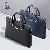Lucky Kangaroo Mens bag Handbag Mens leather bag Business bag Horizontal briefcase Shoulder bag Messenger bag