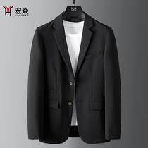 Corn knitted fabric mens single blazer big shell buckle comfortable pen type suit suit men