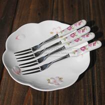 Creative fruit fork set cute exquisite home pastoral stainless steel fruit sign small fork cake fork dessert fork