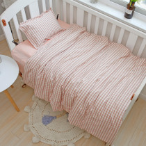 ins Pure cotton washed cotton Baby bedding duvet cover sheet pillowcase Three-piece set Baby kindergarten no fluorescence