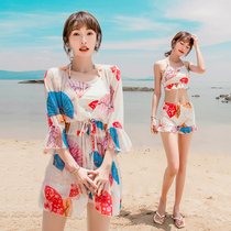 Split swimsuit female fairy fan three-piece set new conservative students soak hot spring belly thin sex Beach blouse