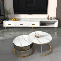 Rock board coffee table Nordic telescopic TV cabinet combination light luxury modern simple living room small apartment narrow TV cabinet