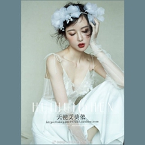 Creative Artisanal Bride Wedding Photo Cuff gloves Long paragraph Leaking Finger Mesh Yarn Gloves Styling for a Genuine Beauty Hitch